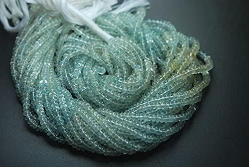Aquamarine Smooth Polished Rondells 3.5-4mm pour enfiler des perles sans imperfection - 4