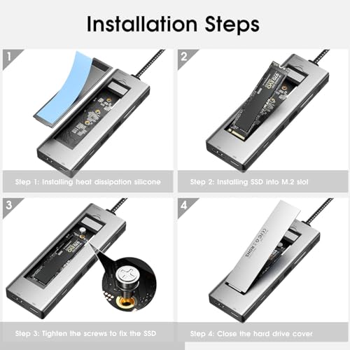 Image of INICIO 8 in 1 USB C Hub with M.2 NVMe SATA SSD Enclosure Hub (NO SSD) USB C 10Gbps, 4K HDMI, USB 3.2 Gen2, PD100W for Mac mini M4 MacBook iPad Pro Air iPhone 17 16 15 Pro S26 S25 Ultra XPS 13 /15