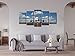 Pyradecor Modern 5 Panel Stretched Landscape Skyline Artwork Canvas Prints Airplane Pictures Paintings on Canvas Wall Art Ready to Hang for Living Room Bedroom Home Decorations