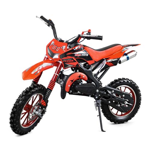 Image of 50cc Dirt Bike, 2 Stroke Gas Mini Bike for Kids 8-15 with Front Rear Disc Brakes