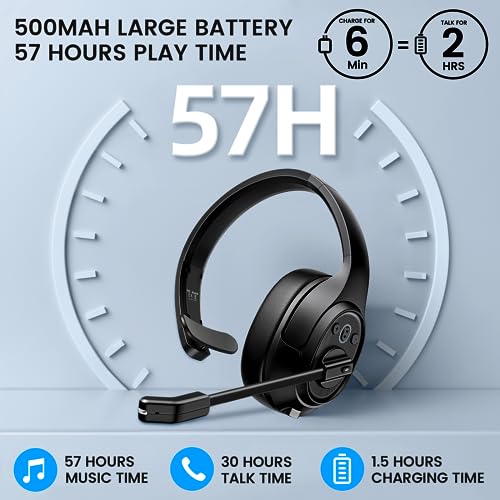 EKSA Bluetooth Trucker Headset, Wireless Headset with Environmental Noise Cancelling Microphone & USB Dongle, 99ft Long Range, Volume Control, Single Ear Trucker Headphone, Works with PC/Mac/Phone - Thumbnail 7