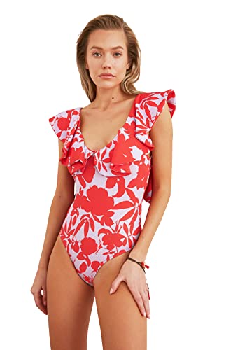 Maillot de bain une pièce femme Trendyol à motif floral extensible