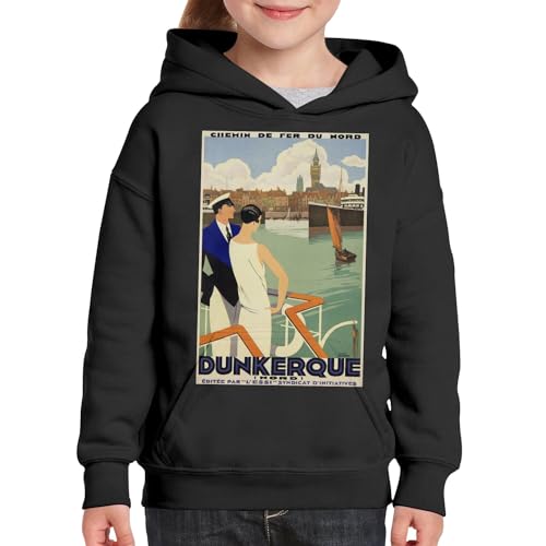 Sweat à capuche enfant Dunkerque vintage style art déco