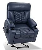 EONIX Small Power Lift Recliner Chair for Elderly with Heat and Massage, 400lbs Heavy Duty Electric Recliner Chairs for Adults with Cup Holders and USB Charging Ports, SLRY019020, Navy Blue