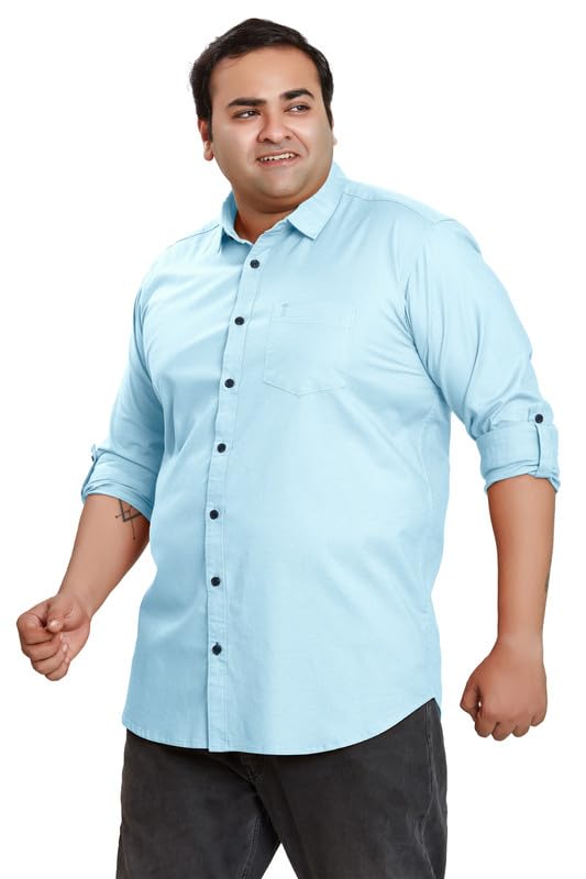Image of BE ACTIVE Plus Size Lycra Cotton Satin for Men Shirts|| All Plus Size Men|| Cotton Stylish Full Sleeves Shirt for Men