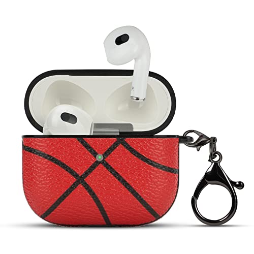HIDAHE Case Cover for Airpods 3 2021, Airpods 3 Cover, Airpods 3 Skin Accessories Sport Pattern Airpods 3 Cover Leather Case for Apple Charging Case for AirPods 3, Basketball