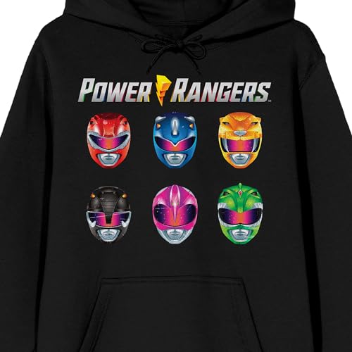 Bioworld Power Rangers Helmets Long Sleeve Black Adult Hooded Sweatshirt2