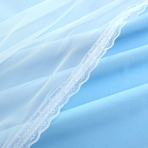 Image of Blackout and Sheer Curtains Set- Mix & Match Window Treatments Light Blocking Drapes 2 Layers Decor with Tie-Backs for Kids /Girl's Bedroom, Living Room, 52 by 96 in, Light Blue, 2 PCS