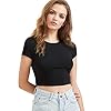 SweatyRocks-Womens-Basic-Short-Sleeve-Scoop-Neck-Crop-Top SweatyRocks Women's Basic Short Sleeve Scoop Neck Crop Top Black Small