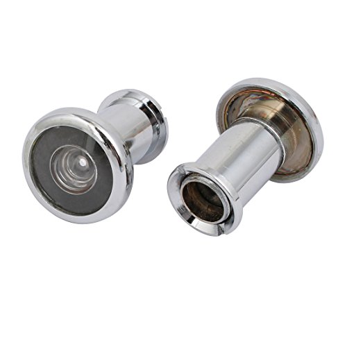 Mirilla para puerta Aexit de 14mm diámetro, ángulo amplio de 180 grados, tono plateado, 2 piezas