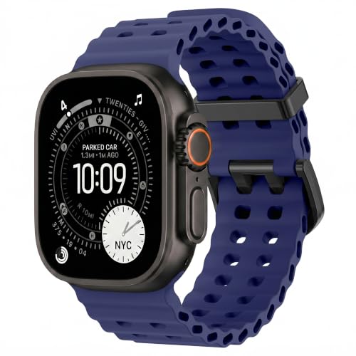 Image of Ocean Band Compatible with Apple Watch Strap 49mm 46mm 45mm 44mm 40mm 41mm 42mm Silicone Replacement Band for Series 12 11 10 9 8 7 6 5 4 SE Ultra 3 Strap