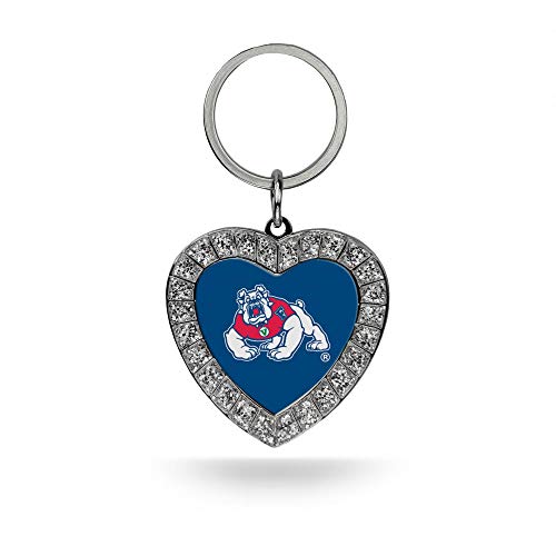 Rico Industries NCAA Fresno State Bulldogs Metal Rhinestone Heart Keychain