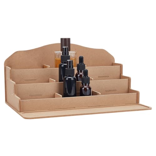 Image of PH PandaHall 3 Tier Wooden Paint Storage Rack Model Paint Organizer Density Board Miniature Paint Holder Ink Display Rack Spice Shelf for Home Studio School Essencial Oil Organizer 12x8.6x5.9 Inches