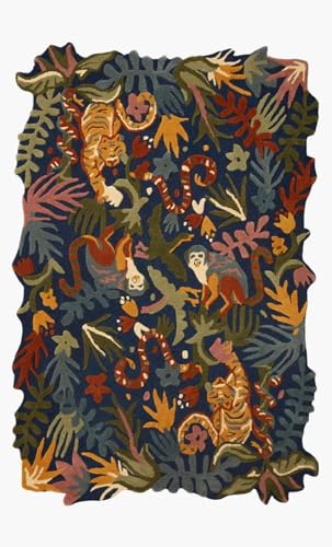 RestopuffHandmade Flower Multicoloured Irregular Area Rug 100% Imported Blended Wool