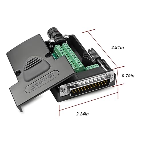 Conectores DB25 macho sin soldadura con terminales a tornillo y caja protectora 4
