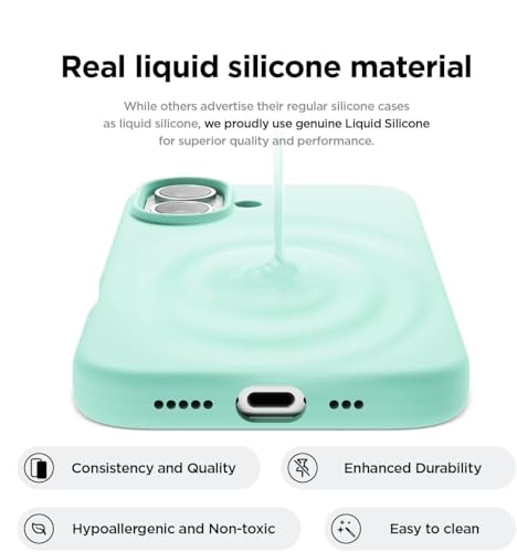 Image of SBMS Liquid Silicone Case for Apple iPhone 16 6.1-Inch, Silky-Soft Touch Full-Body Protective Phone Case, Shockproof Back Cover Case Pouch for iPhone 16 (Mint Green)