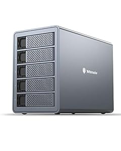 Yottamaster Aluminum 5 Bay Festplattengehäuse, Externes Festplatte Gehäuse für 2.5"/3.5" HDD & SSD, Unterstützung 5X18TB, 80mm Leise Lüfter Innerhalb, EU Plug, [Festplatten Nicht enthalten]-FS5U3