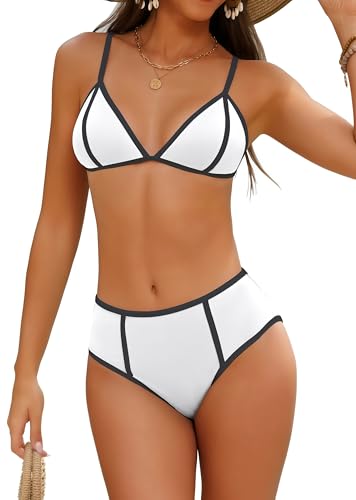 geluboao Bikini Sets for Women Two Piece Color Block Swimwear Sexy Triangle High Cut Swimsuit