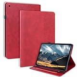 LSPCASA Coque pour iPad 9.7 Pouces 6ème Génération 2018/iPad 5ème Génération 2017/iPad Air/ipad Air2 PU Cuir Housse Étui de Protection avec Support Fonction Porte Stylo Flip Tablette Cover Rouge