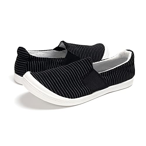 Image of FUNKYMONKEY Slip-On Canvas Sneakers for Women, Comfortable Lightweight Lace-Up Flat Casual Tennis Shoes Breathable Walking Shoes for Everyday Wear