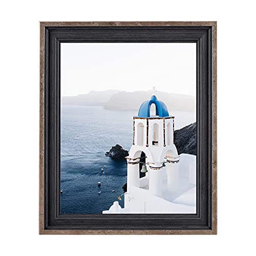 8x10 Picture Frame Black Photo Frame with Rose Gold Trim, High Definition Glass for Clear View, Exquisite Tabletop or Wall Decor