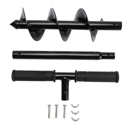 Manual Earth Auger Drill, Cold Rolled Steel T Shaped Hand Auger Post Hole Digger with Non Slip Handle Garden Auger Drill Bit for Deep Cultivating Seedlings Planting Trees