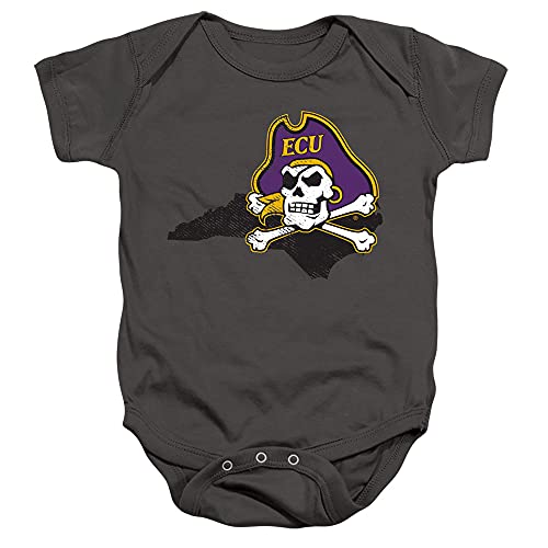 East Carolina University ECU Official State Shape Unisex Infant Snap Suit for Baby,Charcoal, 6 Months