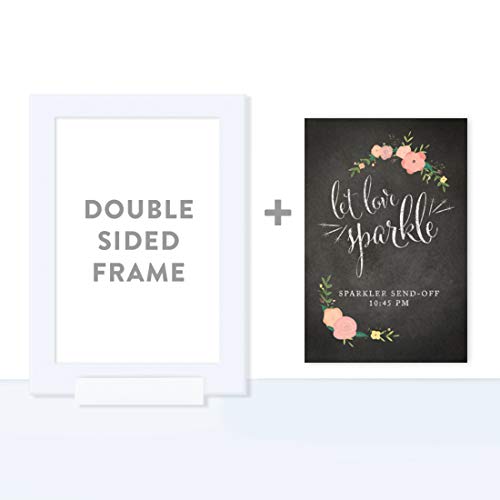 Andaz Press Personalized Framed Wedding Party Signs, Chalkboard Floral Roses Print, 4X6-Inch, Let Love Sparkle, Sparkler Send Off, 1-Pack, Custom Made Any Time, Includes Frame #TOP3