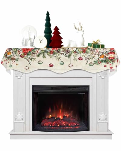 Christmas Mantel Scarf 70 x 17 in, Berries Christmas Ball