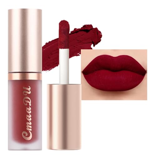 Image of evpct 1Pcs Dark Sexy Red Matte Liquid Lipstick Lip Gloss Glossy Set for Black Women 24 Hour Silky Velvet Lipstick labiales matte larga duracion mate 24 horas originales 06#