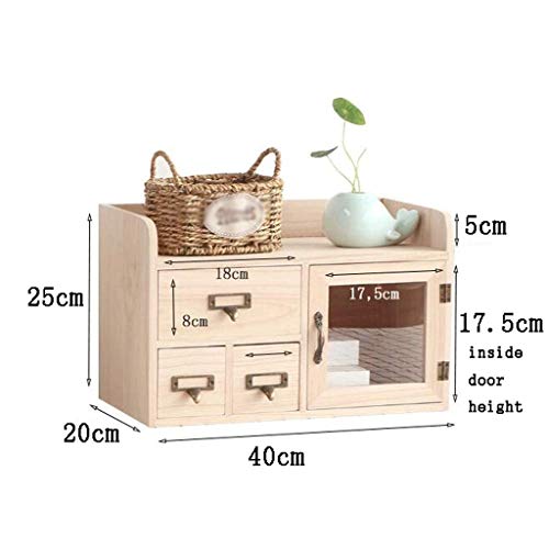 Scatola portaoggetti per organizzatori Cosmetici - Organizzatore da scrivania in Legno massello Forniture per Ufficio Custodia per Scatola portaoggetti per cancelleria Desktop con Manico in