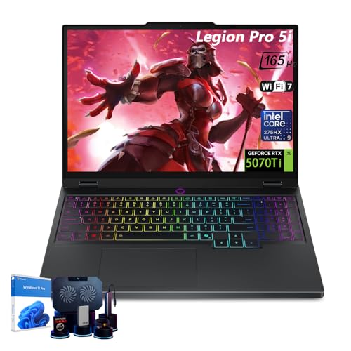 Lenovo 2025 Legion Pro 5i 16" Gaming Laptop - GeForce RTX 5070Ti 12GB GDDR7, Intel Ultra 9 275HX(Up to 5.4GHz), 165Hz OLED WQXGA Display, RGB Backlit, Wi-Fi 7, Win 11 Pro, 64GB DDR5 RAM, 8TB SSD
