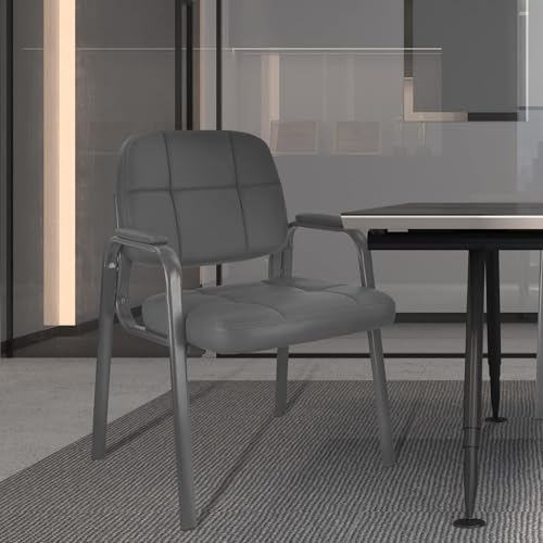 Image of CLATINA Classic Reception Chair with Padded Armrests and Sturdy Steel Frame, Ergonomic Guest Chair for Office Conference Waiting Meeting Room, Grey (8 Pack)