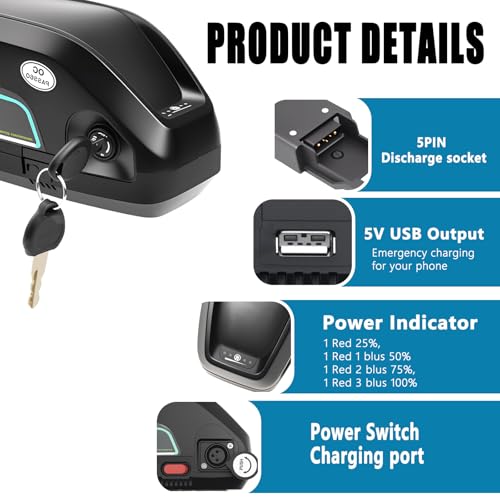 Image of 48V /36V Lithium ebike Battery 13Ah /20Ah, Built in 30ABMS, Including Charger, XT60 Connecting Cable, for 100W-1500W Electric Bicycles, E-Motorcycles and DIY Projects (36V13AH)