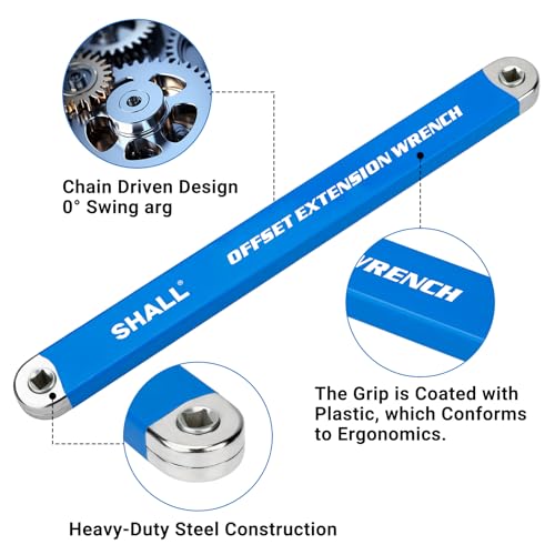 Shall Versetzter Verlängerungsschlüssel, 15,4 Zoll (39 cm), mit 1/2 Zoll, 1/4 Zoll und 3/8 Zoll Vierkantantriebsadaptern und 10 Universal-Bits