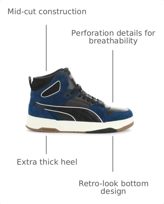 Image of PUMA Mens Rebound Break Mid Lace Up Sneakers Shoes Casual
