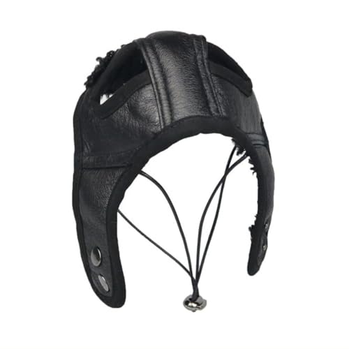 minkissy Fliegermütze Für Haustiere Verstellbare Pilotenmütze Schwarz XL Perfektes Kostüm Für Hunde Und Katzen Für Partys Fotoshootings Und Besondere Anlässe