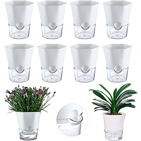 Planterhoma 8 Packs Clear Self Watering Pots Cover