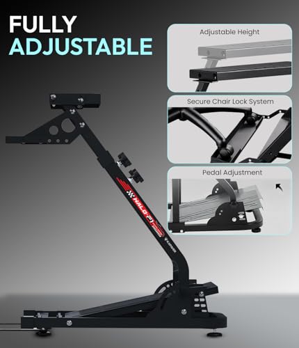 Image of KAPAVER Halo-F1 Racing Wheel Floor Stand, portable & adjustable sim cockpit for Logitech G29 /G920 /G923 /G27 /G25, Thrustmaster T248 /T300RS /T150 /458 TX, Xbox, PS4 & PS5