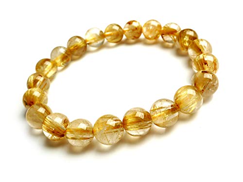 Bracelet en quartz rutilé or véritable 9mm un bijou d'exception