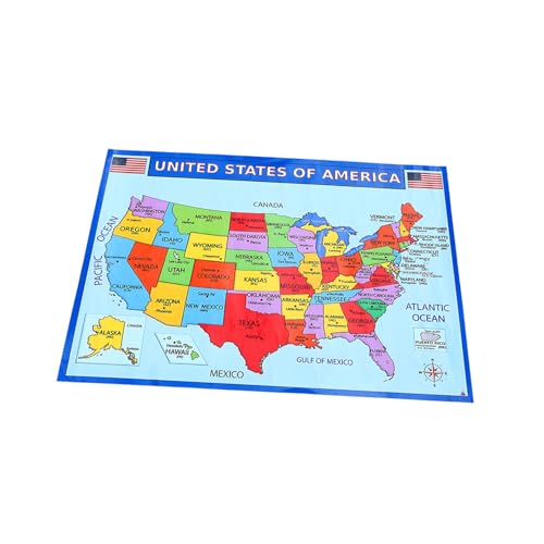 HYTROVE Mapa Educativo de Estados Unidos para Pared en Papel UV Etiquetas Detalladas Adecuado para Aulas y Dormitorios de Estudiantes
