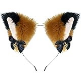 CEDAR BRIGHT Fox Cat Ears Anime Cosplay - Animal Wolf Headwear, Halloween Headband,Headpiece Costume Accessories with Bells (Brown)
