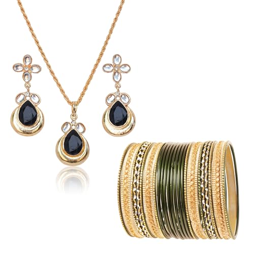 Image of Touchstone Indian Colorful Delicate Desire Traditional Exclusive Designer Jewellery Pendant Sets for Women