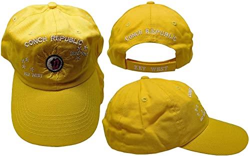 Flakita's Novelties Conch Republic Key West Florida 1828 Yellow Cotton Adjustable Embroidered Baseball Hat Cap #TOP22