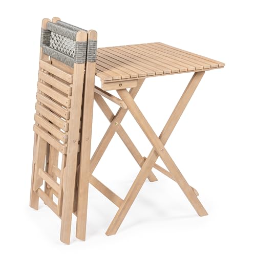 JONATHAN Y DNG2004A-3SET Sitges Modern Mid-Century 3-Piece Roped Acacia Wood Outdoor Folding Bistro Set, Coastal, Traditional, Transitional, Rustic, Bohemian Gray/Light Teak - Image 9