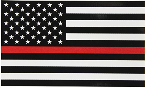 Thin Red Line Flag Decal - 3x5 in. Black White and Red American Flag Sticker for Cars Trucks and SUVs - in Support of Firefighters and EMTs (1-Pack)