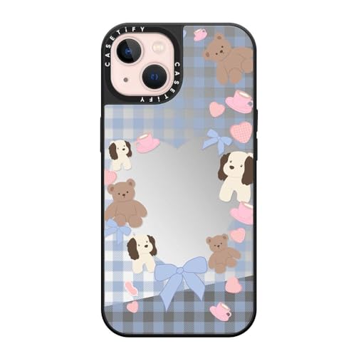 Coque iPhone 13 réfléchissant antichoc 1.5m CASETiFY compatible MagSafe motif Pudding de chiot noir