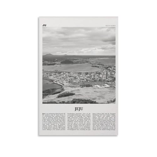 IkiCk Jeju Print Black And White, Jeju Wall Art, Jeju Poster1 Poster for Room Aesthetics Canvas Wall Art Poster And Print 12x18inch(30x45cm)