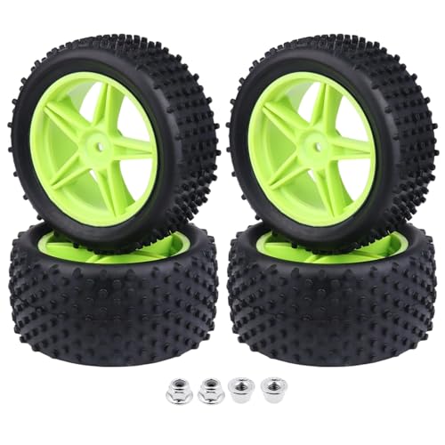 Hobbyfire Preglued 1/10 Buggy Wheels and Tires Set 12mm Hex 3.35' / 85mm, Foam Inserts Replacement...