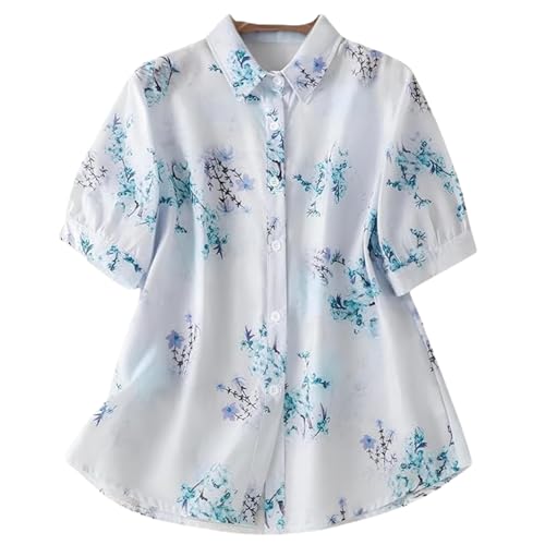 Image of Gufrina Women Floral Printed Shirt Short Sleeve Button Down Top | Casual Summer Blouse Lightweight Soft Fabric Regular Fit Stylish Top